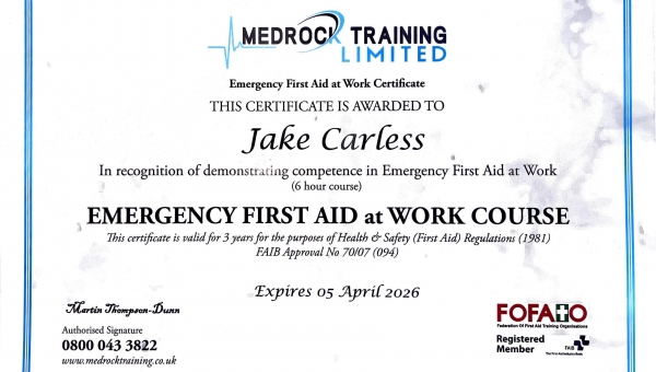 Emergency First Aid at Work Recertification
